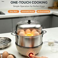 Cuiseur à œufs électrique FISSION en acier inoxydable à double couche pour usage domestique, avec une efficacité énergétique de classe A et une capacité de 1 à 7 œufs