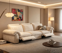 Ensemble de canapés inclinables électriques VOXHOME en polyester, meubles de salon modernes, canapé inclinable en tissu à 3 places réglable électriquement