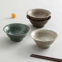 Bol à riz en céramique artisanale Wabi Sabi, texture martelée, en grès écologique, durable, pour la décoration, idéal pour les restaurants et la maison