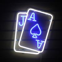 Cartas de juego LED con luz de neón, superventas transfronterizo, luces decorativas blancas y azules, letrero creativo programable DIY