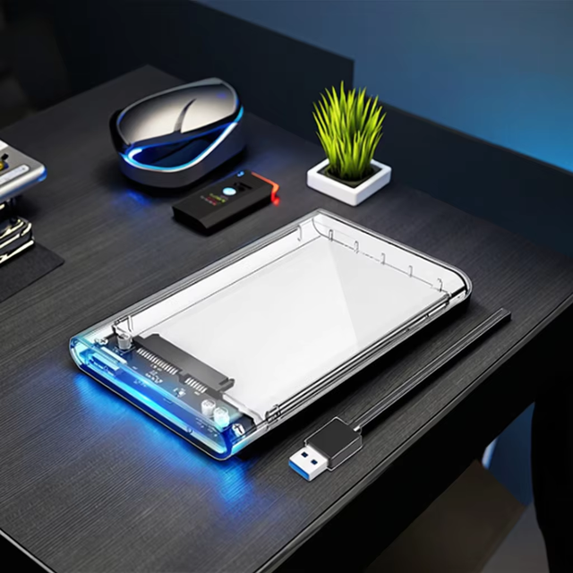 Portable USB3.0 SATA 2.5 Inch HDD Hard Drive Enclosure Hot Sell Transparent Plastic External SATA Case Box for 5TB SSD