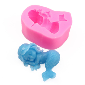 XGY-129 đáng yêu Nàng Tiên Cá hình dạng 3D Silicone bánh khuôn bánh công cụ 3D Công cụ in ấn cho Galaxy S4 trường hợp bánh công cụ cắt Silicone - Product Image 1