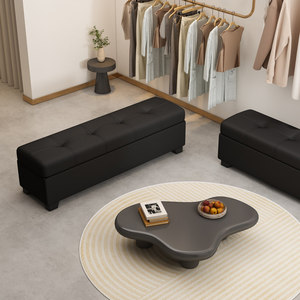 Contemporary Faux Leather <strong>Storage</strong> <strong>Bench</strong>, Tufted Top Hidden <strong>Storage</strong> Ottoman, Long Upholstered <strong>Bench</strong> <strong>for</strong> Living Room - Product Image 5