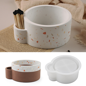 Avec trou d'allumette Pot à bougie rond Moules en silicone DIY Ciment Béton Stockage <span class=keywords><strong>Cire</strong></span> Bouteille Plâtre Tasse Faire Cadeau Décoration Maison Outils - Product Image 2