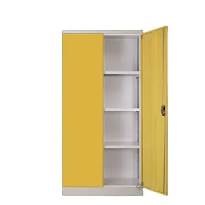 双摆2门黄色钢文件柜办公室文件存储储物柜金属橱柜