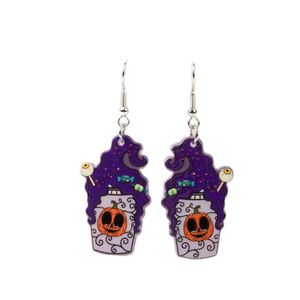 1 par de pendientes colgantes de Halloween acrílico café para mujer regalo de cumpleaños - Product Image 2