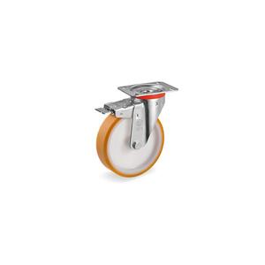 TELLURE ROTA - 666643 TR' polyurethane wheels, polyamide centre, <b>swivel</b> top <b>plate</b> bracket type NL with front lock - wheel width - Product Image 1