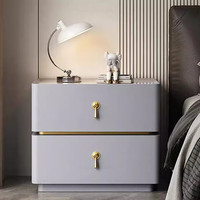 Table de chevet nordique en terre cuite à 2 tiroirs, meuble de nuit de luxe avec poignée en laiton, armoire d'appoint pour chambre moderne