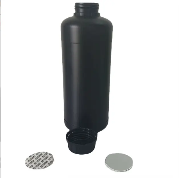 Fabbricazione HDPE nero opaco a prova di luce 1000ml 1L, bottiglia di plastica in polvere per medicinali chimici liquidi con tappo a prova di furto
