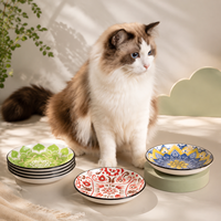 Fabricant en gros de bols pour animaux de compagnie en céramique multicolores personnalisés OEM ODM ; bol pour chat en céramique écologique avec base en silicone antidérapante.
