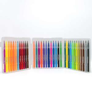 Boîte en plastique contenant 24 couleurs de feutres à pointe pinceau pour aquarelle - Product Image 4
