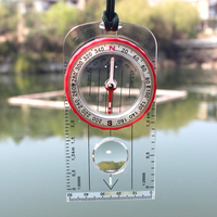 Boussole de navigation portable multifonctionnelle légère, étanche et antichoc pour le camping, avec pointeur, loupe et règle luminescente