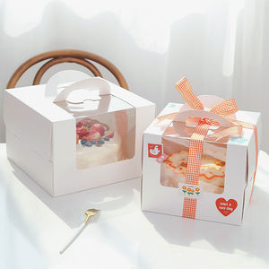 Cajas de panadería personalizadas con ventana de <span class=keywords><strong>PET</strong></span>, soporte de pastel plegable con ventaja UV, caja de pastel de papel laminado mate, envío gratis - Product Image 5
