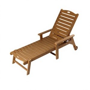 Chaise longue de plage moderne en plastique et bois, pliable, portable, résistante aux UV, écologique, pour salon, parc, cour, hôtel - Product Image 4