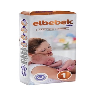 Couches jetables pour bébés Elbebek, nouveau-né 2-5 kg, en tissu non tissé, 4 couches, douces, respirantes, absorption et protection anti-fuites, motif imprimé - Product Image 1