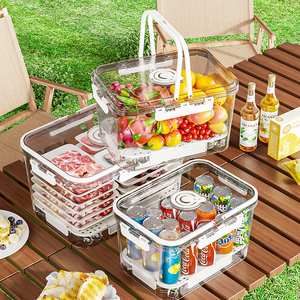 Lot de 3 Contenants de Rangement pour Réfrigérateur, Boîtes de Conservation pour Fruits et <span class=keywords><strong>Légumes</strong></span>, Bacs de Rangement Alimentaire pour Activités Extérieures - Product Image 2