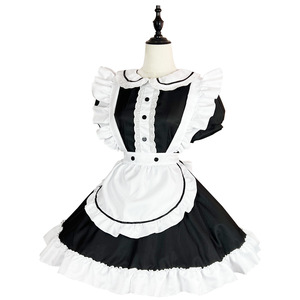 Maid Outfit Japanese Style Black Short Sleeve Lace Dress Women Adult Costume Role Play Uniform - Product Image 5