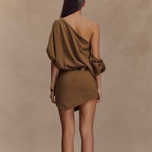 Vestido Mini Ajustado Estilo Occidental, Formal, sin Espalda, Elegante, de Verano, para Mujer, con un Solo Hombro Descubierto, Casual - Product Image 2