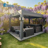 Pergola moderne de luxe en aluminium Sweet Home, toit à lamelles bioclimatiques motorisé, auvent extérieur imperméable, éclairage LED