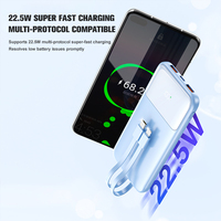 Batterie externe 22.5W à charge rapide 10000mAh avec câble intégré Chargeur portable Batterie LI-Polymer Batterie externe pour iPhone 16 Pro