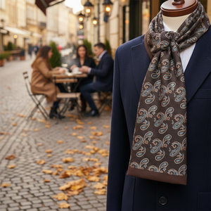 <b>Brown</b> Paisley <b>Wool</b> and Jacquard Men's Scarf Shawl Autumn Wholesale - Product Image 3