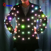 Veste LED Étoilée Lumineuse, Manteau Rechargeable par USB, Tenue de Scène pour DJ, Danseur, Festival, Soirée, Boîte de Nuit