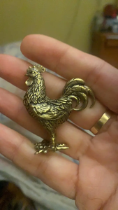 实心黄铜公鸡母鸡雕像文化创意小工艺品黄铜家居餐桌装饰装饰品 - Product Image 5