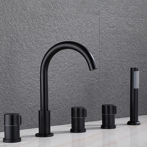 Robinet de baignoire et mitigeur de douche 5 trous en laiton massif de style européen avec jet de massage pour projets d'appartements - Product Image 6
