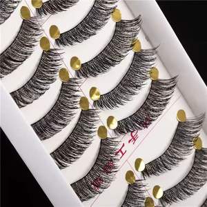 Faux cils faits main noirs épais croisés effet queue de chat allongés naturels 063A en fil de coton à tige souple - Product Image 3