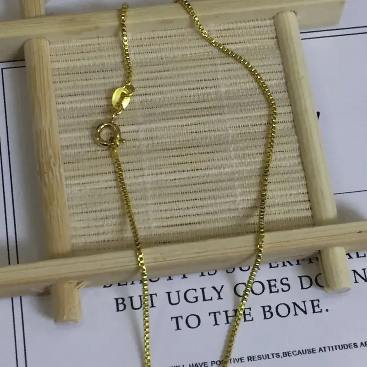 Rantai perhiasan bagus mode pembuatan rantai emas perak tembaga kuningan 18k 24k lapis emas kotak kabel ular kalung massal untuk wanita