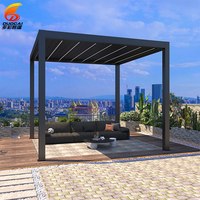 Pérgola Exterior Bioclimática de Aluminio con Rejillas Eléctricas, Acabado con Recubrimiento en Polvo, Tamaño Personalizado y Diseño Ecológico