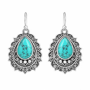 Orecchini Vintage a Goccia Blu-Verde, Eleganti Gioielli Pendenti per Donne - Product Image 1
