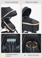 Poussette pour bébé 3 en 1 avec berceau et siège de voiture compatible avec Maxi Cosi marque OEM en aluminium