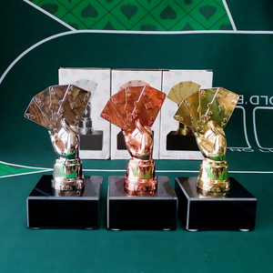 Trofeo de Póker Metálico Profesional, Juego de Oro, Plata y Bronce, Premio de Resina con Diseño de 4 Ases, Regalo para Campeonatos y Torneos - Product Image 1
