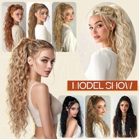 Queue de cheval longue ondulée en gros avec cordon de serrage, pinces moelleuses, fibres Kanekalon Futura haute température, extensions de cheveux doux pour femme