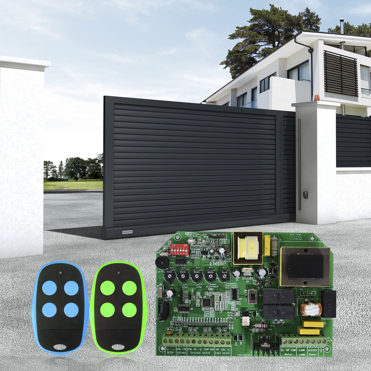 Высококачественная доска управления открывателя раздвижных ворот 110 В/220 В переменного тока + пульт дистанционного управления 2 шт., обучающий код