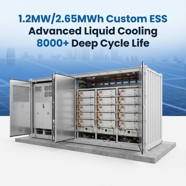 Containerized Bess 1200KW 704V 1500V 2650KWh LiFePO4 Battery Pack Bess Battery for Industrial Power Plant off Grid
