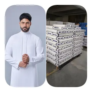 saudi arabia arab spun polyester Men Muslim Saudi Style Robe Wholesale 100% polyester spun fabric arabian thobe fabric