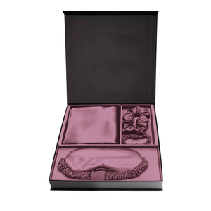 定制豪华大优质磁性闭合翻盖顶盒硬质纸板包装睡眠眼罩哑光黑纸礼品盒 - Product Image 2