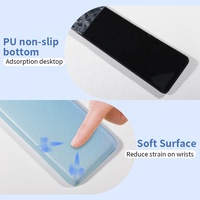 Tapis de souris pour jeux sur PC, clavier, tapis de souris en mousse à mémoire de forme bleue, ensemble antidérapant, repose-poignet ergonomique, coussin de soutien de dessin animé pour le bureau