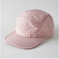 Gorra de béisbol transpirable de poliéster de 6 paneles con visera plana, de secado rápido, a cuadros, de color liso, para camping y deportes, al por mayor.