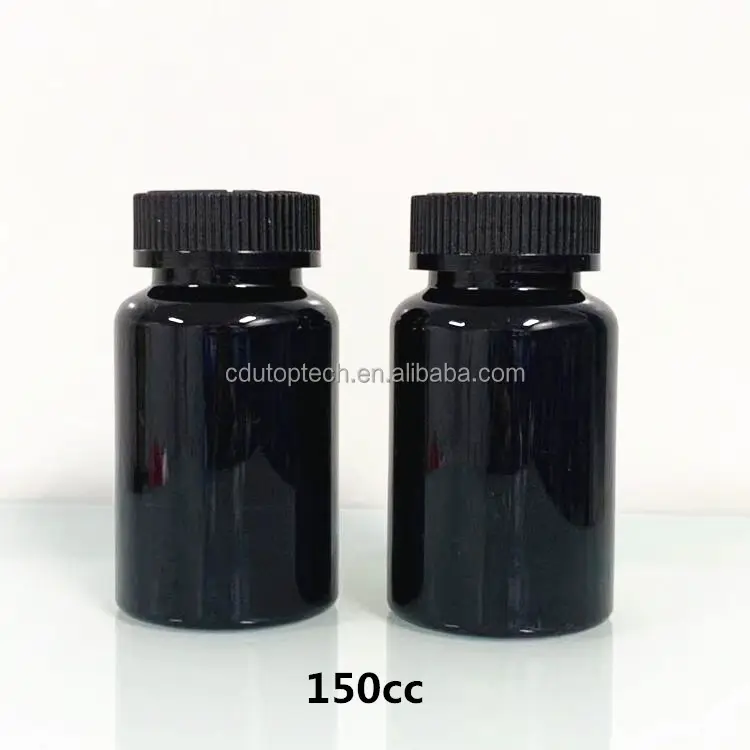 卸売薬ビタミンボトル空の200cc PET琥珀色の黒いプラスチックピルカプセルボトル子供用キャップ付き