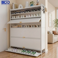 Meuble à chaussures en métal de style moderne, ouverture à 90 degrés vers le haut, grande capacité, organisateur pour salon et appartement