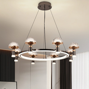 Lustre nordique de luxe pour salle à manger/salon, en <span class=keywords><strong>fer</strong></span> <span class=keywords><strong>forgé</strong></span> et aluminium, LED blanc chaud, protection des yeux, type <span class=keywords><strong>suspension</strong></span>, <span class=keywords><strong>noir</strong></span>/or - Product Image 3