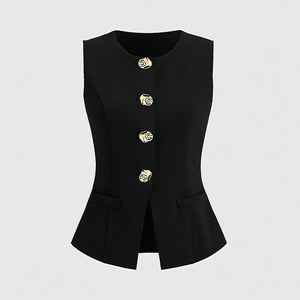 Gilet en tricot de haute qualité pour femme avec boutons, logo personnalisé, gilet <span class=keywords><strong>pull</strong></span> simple et élégant pour femme - Product Image 1