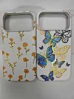 Coque de téléphone à motifs colorés avec impression dorée pour iPhone 18, iPhone 17, 16, 15, 14 Pro Max – Accessoires pour téléphones