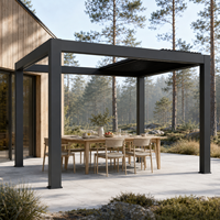 Pergola extérieure en aluminium sur mesure, motorisée, imperméable, avec toit à lamelles rotatives et drainage intégré