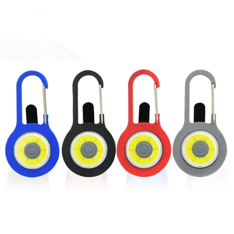 Nhà Máy Giá 2 * CR2032 ABS Nhựa EDC Mini COB Led Keychain Đèn Khuyến Mại Quà Tặng Ánh Sáng Với Carabiner