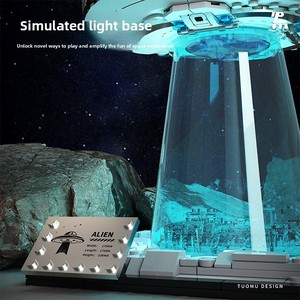 Nouveau modèle de vaisseau spatial OVNI transfrontalier en plastique ABS T3012, blocs de construction STEM, modèle de vaisseau spatial extraterrestre assemblé, jouets décoratifs 14 - Product Image 2