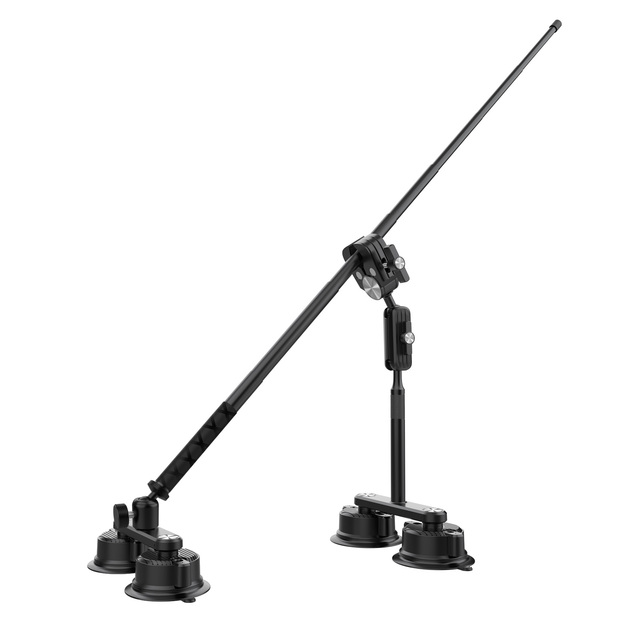 Quick Release Triple Suction Cup Car Mount Kit Aluminum Alloy Outside Magic Arm with Action Camera Adapter & Selfie Stick
